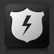 Black Square Button with Shield &amp; Lightning