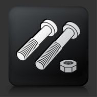 Black Square Button with Nuts &amp; Bolts Icon