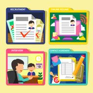 HR recruitment process icons set in flat design