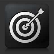 Black Square Button with Target &amp; Arrow Icon
