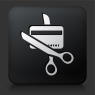 Black Square Button with Cutting Credit Card Icon