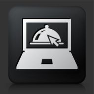 Black Square Button with Order Food Online Icon