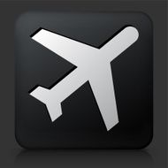 Black Square Button with Airplane Icon N10