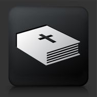 Black Square Button with Bible Book Icon