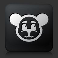 Black Square Button with Teddy Bear Icon