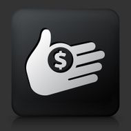 Black Square Button with Money Hand Icon