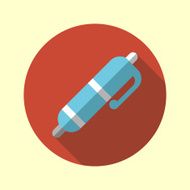 Ballpoint pen icon Flat long shadow design N2