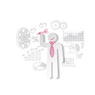 Paper man darts and business graphics Marketing concept N2
