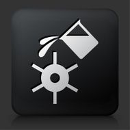 Black Square Button with Water Wheel Icon