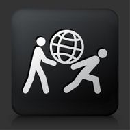 Black Square Button with Carrying Globe Icon N2