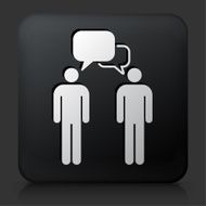 Black Square Button with People Communication Icon