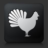 Black Square Button with Chicken Icon N2
