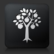 Black Square Button with Apple Tree Icon