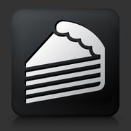 Black Square Button with Cake Slice Icon