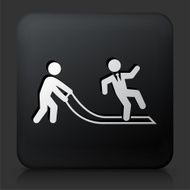 Black Square Button with Pulled Rug Icon