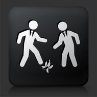 Black Square Button with Slipping on Banana Icon