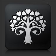 Black Square Button with Love Tree Icon