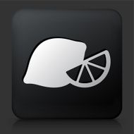 Black Square Button with Lemon