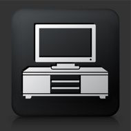 Black Square Button with TV on a Stand