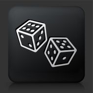 Black Square Button with Two Dice