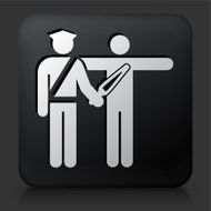 Black Square Button with Airport Securtiy Scanning Icon N2
