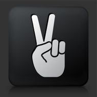Black Square Button with Peace Sign Icon N4