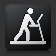 Black Square Button with Person on The Treadmill