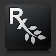 Black Square Button with Rx Green