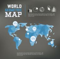 Three dimensional polygonal world map and infographics templates N4