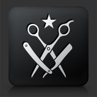 Black Square Button with Scissors and Brush N2