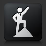 Black Square Button with King of the Hill Businessman