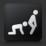 Black Square Button with Kiss-ass Icon