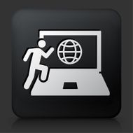 Black Square Button with Going Online Icon