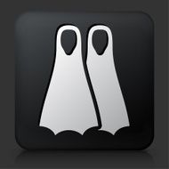 Black Square Button with Scubadiving Fins Icon