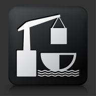 Black Square Button with Freight Lift Icon N2
