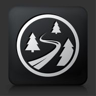 Black Square Button with Road Path and Tree N2