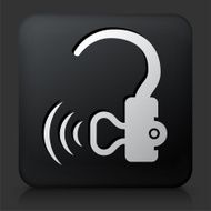 Black Square Button with Hearing Aid