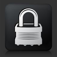 Black Square Button with Security Lock Icon N33