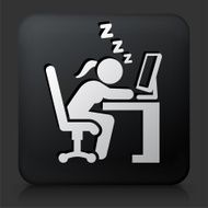 Black Square Button with Sleeping at Work
