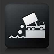 Black Square Button with Waste Dump