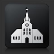 Black Square Button with Church Building Icon N14