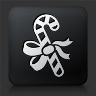 Black Square Button with Candy Cane Icon