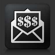 Black Square Button with Money Envelope