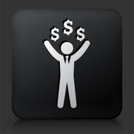 Black Square Button with Businessman &amp; Money Icon