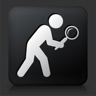 Black Square Button with Businessman Searching Icon