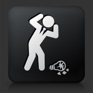 Black Square Button with Businessman Broken Idea