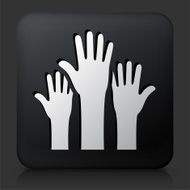 Black Square Button with Raised Hands