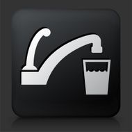 Black Square Button with Faucet and Water Icon