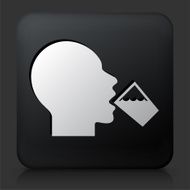 Black Square Button with Drinking Water