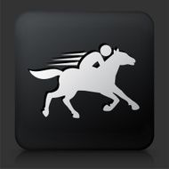 Black Square Button with Horse Racing Icon